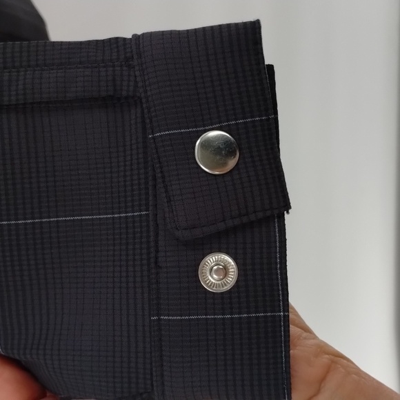 Nike Golf dark gray pin plaid fitted zip up jacket size medium size stretch - Picture 7 of 12